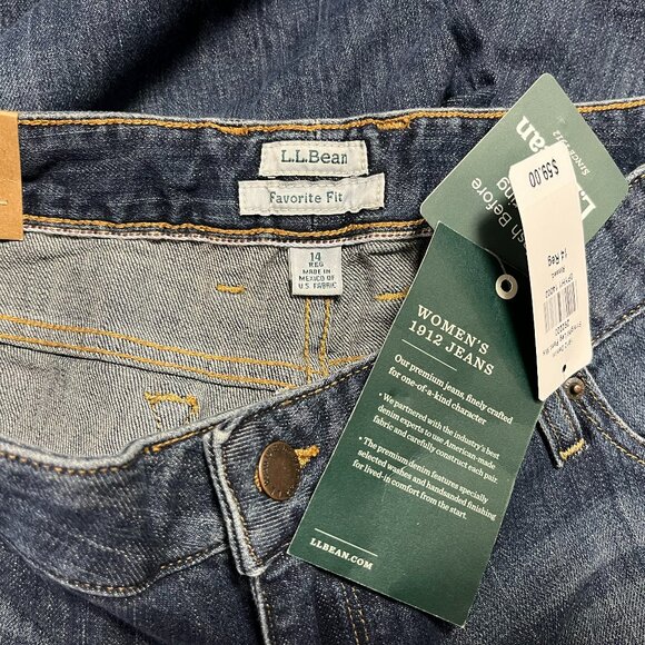 L.L. Bean Women's Favorite Fit Straight Leg 1912 Denim Jeans - Size 14 Reg - NWT - Picture 5 of 5